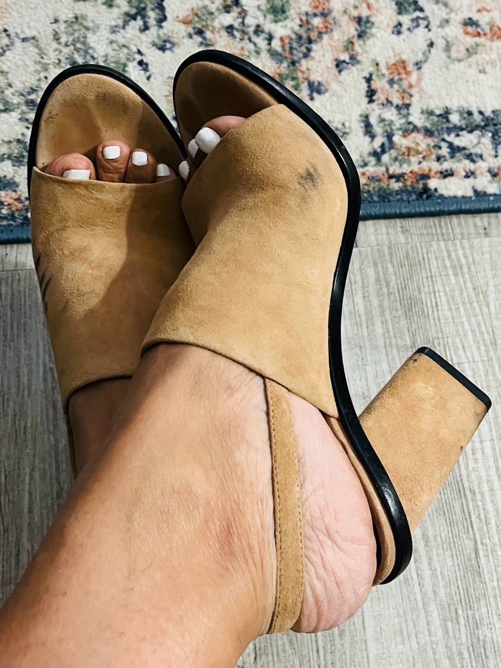 Alexander Wang Tan Suede Slingback Block Heel Sandals